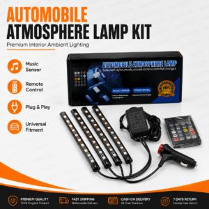 Automobile Atmosphere Lamp Kit with Music Sensor, Wireless Remote Control, 4 LED Light Bars and Universal 12V Plug for Car Interior Ambient Lighting