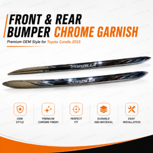 Toyota Corolla 2015 Front & Rear Bumper Chrome Garnish | Premium ABS Chrome Trim (2 Pcs)