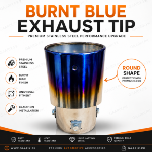 Universal Burnt Blue Round Stainless Steel Clamp-On Exhaust Tip for Cars