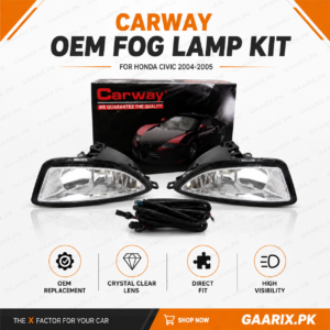 Carway OEM Fog Lamp Kit for Honda Civic 2004–2005 with crystal clear lenses and complete wiring harness