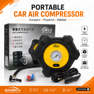 KU CHE BAO Portable Car Air Compressor KCB-8104 120W 12V 100 PSI Analog Tire Inflator Pump with Built-in Hose Storage