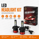 H4 LED Headlight Kit Super Bright White Car LED Bulbs with Advanced Cooling System and Plug & Play Installation
