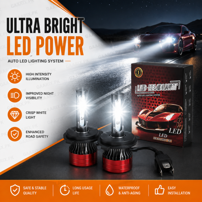 LED-HeadLight-Kit-Ultra-Power H4 LED Headlight Kit Super Bright White Car LED Bulbs with Advanced Cooling System and Plug & Play Installation