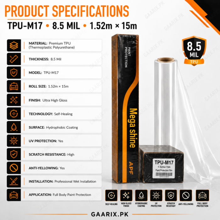 TPU 8.5 Mil Paint Protection Film (PPF) – Self-Healing High Gloss Car Paint Protection Film