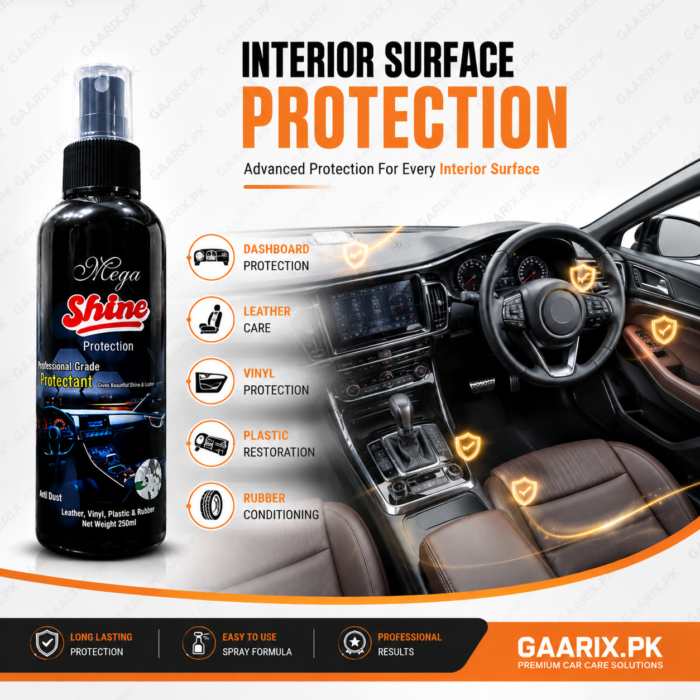 Megashine-Car-Protectant-Interior-Surface Mega Shine Protection 250ml Professional Grade Interior Protectant Spray for Dashboard, Leather, Vinyl, Plastic and Rubber Surfaces