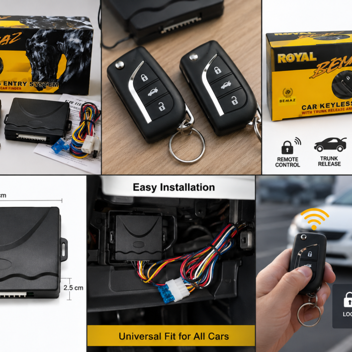 Royal Bemaz Car Keyless Entry System-1 Royal Bemaz Car Keyless Entry System with Dual Remote Keys, Control Module, Wiring Harness and Trunk Release
