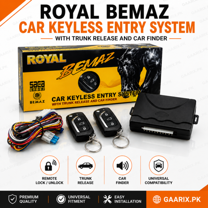 Royal Bemaz Car Keyless Entry System Royal Bemaz Car Keyless Entry System with Dual Remote Keys, Control Module, Wiring Harness and Trunk Release