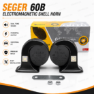 Original SEGER 60B Electromagnetic Shell Horn 12V Dual Tone 410Hz 510Hz Universal Car Horn Pair