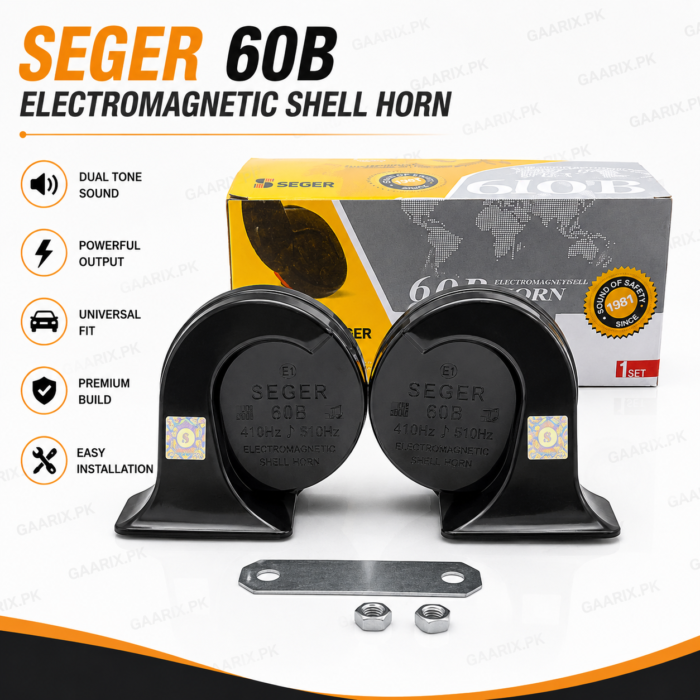seger-60b-electromagnetic-shell-horn-12v-dual-tone Original SEGER 60B Electromagnetic Shell Horn 12V Dual Tone 410Hz 510Hz Universal Car Horn Pair