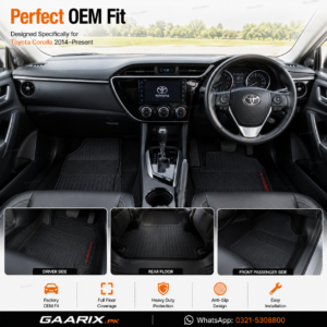 Toyota Corolla 2014–Present Premium Latex Rubber PVC Floor Mats – Custom OEM Fit Waterproof Heavy Duty Car Floor Mats for Complete Interior Protection