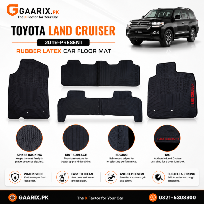 Toyota Land Cruiser (2019–Present) Custom Fit Waterproof Heavy Duty Latex Rubber Floor Mats