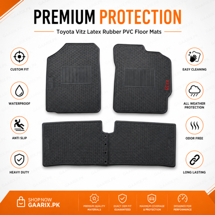 Toyota-Vitz-Latex Rubber-PVC-Floor Mats-Protection