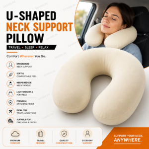 U-Shaped Neck Support Pillow – Soft Travel Cushion for Sleeping & Relaxation