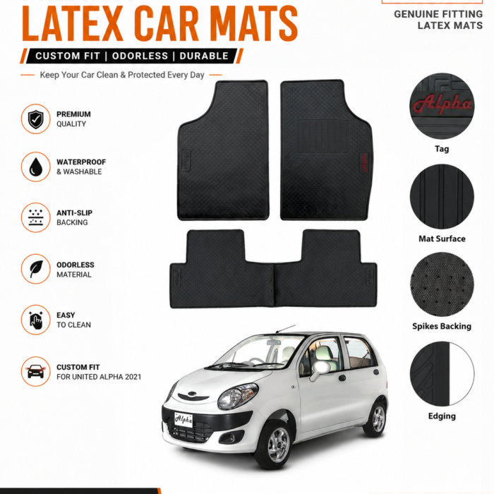 United Alpha 2021 Premium Latex Rubber Car Floor Mats
