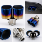 Universal Dual Burnt Blue Stainless Steel Exhaust Tip Clamp-On Muffler Tail Pipe for Cars