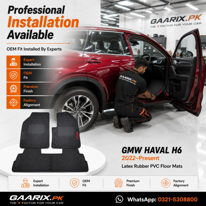 gmw-haval-h6-2022-present-latex-rubber-pvc-floor-mats-installation GMW Haval H6 2022–Present Latex Rubber PVC Floor Mats – OEM Custom Fit Waterproof Heavy Duty Car Floor Mats