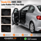 Honda City 2009–2020 Latex Rubber PVC Floor Mats with OEM custom fit, waterproof heavy-duty PVC latex construction and anti-slip backing for right-hand drive models.
