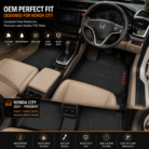 Honda City 2021–Present Latex Rubber PVC Floor Mats with custom OEM fit, waterproof heavy-duty all-weather car floor mats.