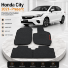 Honda City 2021–Present Latex Rubber PVC Floor Mats with custom OEM fit, waterproof heavy-duty all-weather car floor mats.