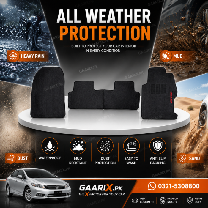 honda-civic-rebirth-2013-2015-latex-rubber-floor-mats-weather-protection Honda Civic Rebirth 2013–2015 Latex Rubber PVC Floor Mats – OEM Custom Fit Waterproof Heavy Duty Car Floor Mats in Pakistan