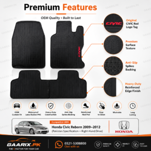 Honda Civic Reborn 2009–2012 Latex Rubber PVC Floor Mats OEM Custom Fit