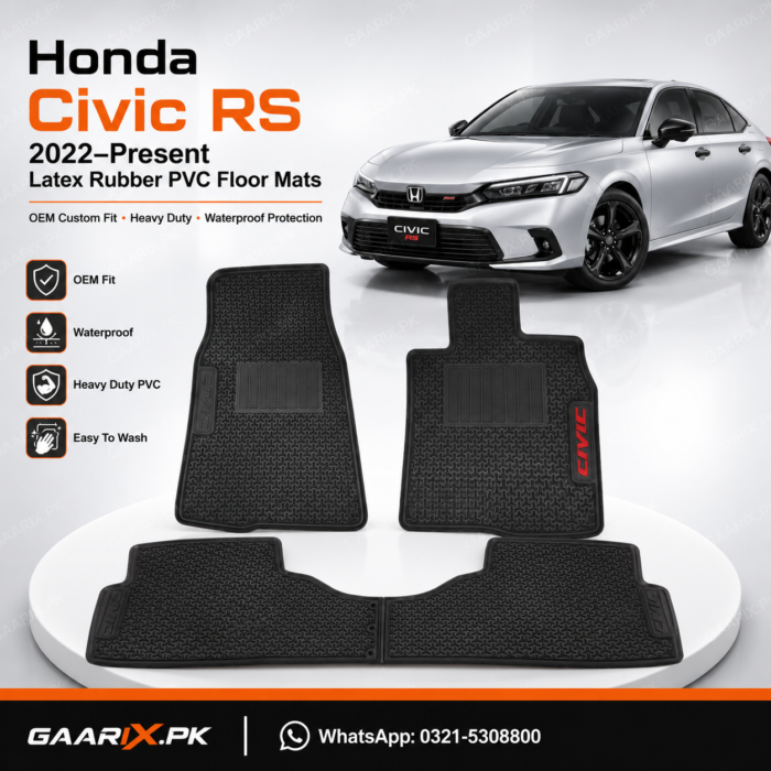 honda-civic-rs-2022-present-latex-rubber-pvc-floor-mats-hero Honda Civic RS 2022–Present OEM Custom Fit Latex Rubber PVC Waterproof Heavy Duty Black Floor Mats 3-Piece Set