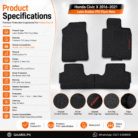 Honda Civic X 2016–2021 Latex Rubber PVC Floor Mats with OEM custom fit, waterproof heavy-duty PVC latex construction, anti-slip spikes backing, and original CIVIC logo for Pakistan RHD models.