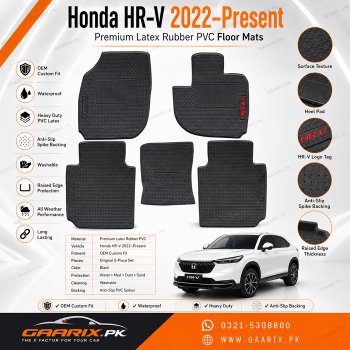 honda-hr-v-2022-present-latex-rubber-pvc-floor-mats-features Honda HR-V 2022–Present Latex Rubber PVC Floor Mats