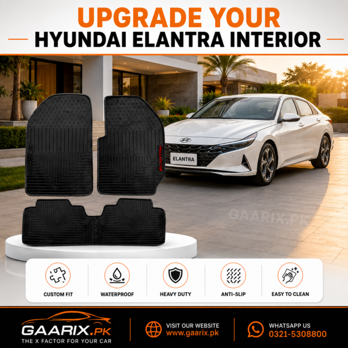 Hyundai Elantra 2021–Present Custom Fit Latex Rubber PVC Waterproof Floor Mats