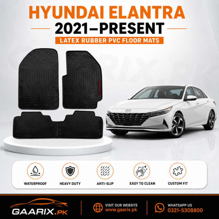Hyundai Elantra 2021–Present Custom Fit Latex Rubber PVC Waterproof Floor Mats