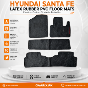 Hyundai Santa Fe custom-fit Latex Rubber PVC waterproof heavy-duty floor mats 6-piece set