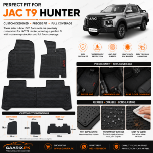 JAC T9 Hunter Latex Rubber PVC Floor Mats – Custom Fit Waterproof Heavy Duty