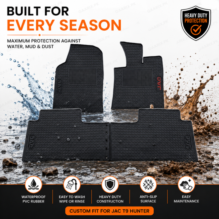 JAC T9 Hunter Latex Rubber PVC Floor Mats – Custom Fit Waterproof Heavy Duty