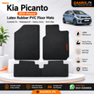 Kia Picanto 2019–Present Custom Fit Latex Rubber PVC Floor Mats – Waterproof Heavy Duty Black Car Mats