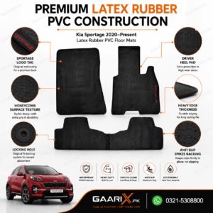 Kia Sportage 2020–Present Latex Rubber PVC Floor Mats OEM custom fit waterproof heavy-duty black car floor mats for Pakistan