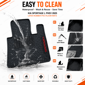 KIA Sportage L PHEV 2025 Latex Rubber PVC Floor Mats with custom fit, waterproof, anti-slip, heavy-duty interior protection.