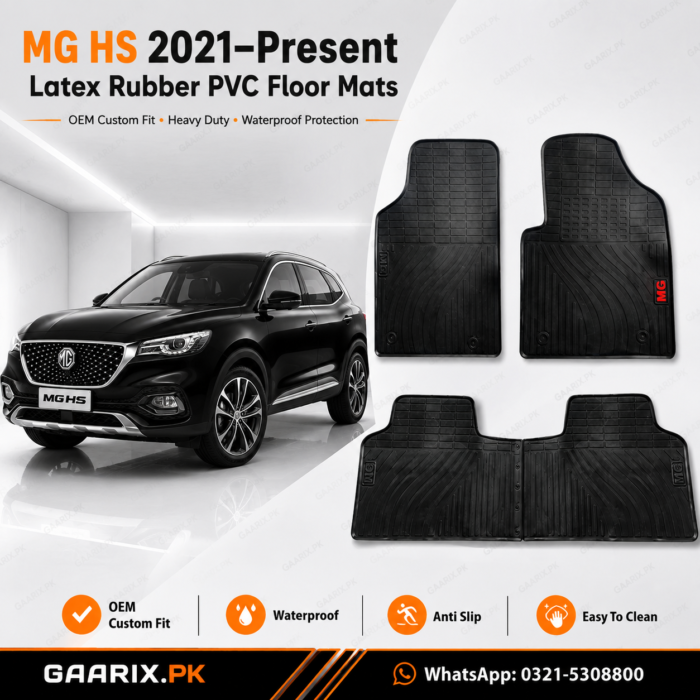 MG HS 2021–Present Latex Rubber PVC Floor Mats OEM Custom Fit Waterproof Heavy Duty