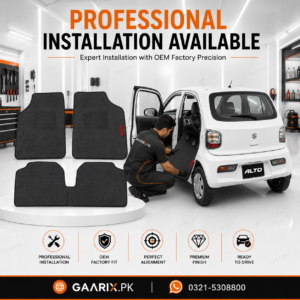 suzuki-alto-2018-present-latex-rubber-pvc-floor-mats-installation Suzuki Alto 2018–Present OEM Custom Fit Latex Rubber PVC Floor Mats in Black with Waterproof Heavy-Duty Anti-Slip Design.