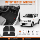 Suzuki Alto 2018–Present OEM Custom Fit Latex Rubber PVC Floor Mats in Black with Waterproof Heavy-Duty Anti-Slip Design.