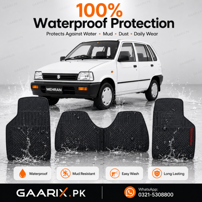 Suzuki Mehran Latex Rubber PVC Floor Mats – OEM Custom Fit Waterproof Heavy Duty Car Floor Mats for 1990–2019 Models.