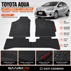 toyota-aqua-latex-rubber-pvc-floor-mats Toyota Aqua Premium Latex Rubber PVC Floor Mats Custom Fit Waterproof Heavy Duty Black 3-Piece Set