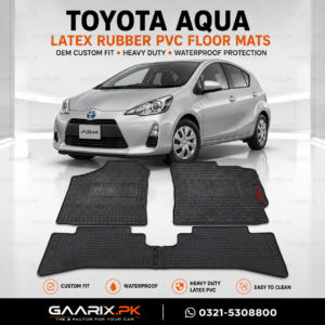 Toyota Aqua Premium Latex Rubber PVC Floor Mats Custom Fit Waterproof Heavy Duty Black 3-Piece Set