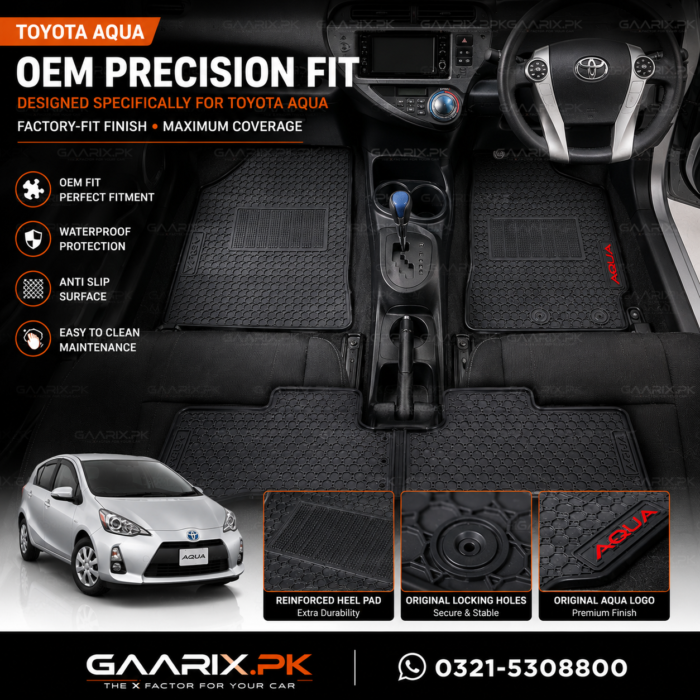 toyota-aqua-latex-rubber-pvc-floor-mats-oem-fitting Toyota Aqua Premium Latex Rubber PVC Floor Mats Custom Fit Waterproof Heavy Duty Black 3-Piece Set