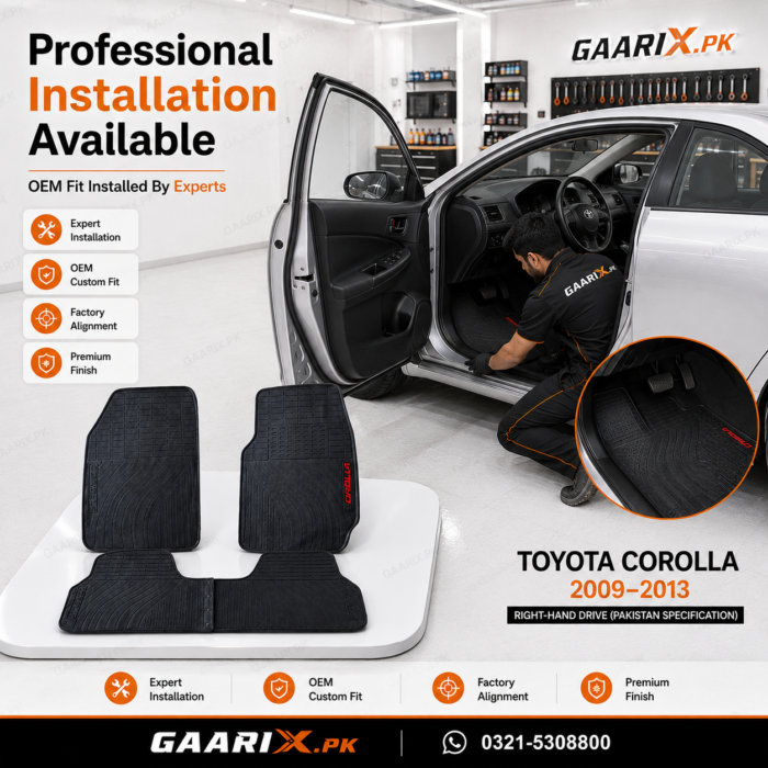 toyota-corolla-2009-2013-latex-rubber-pvc-floor-mats-installation Toyota Corolla 2009–2013 Latex Rubber PVC Floor Mats – OEM Custom Fit Waterproof Heavy Duty
