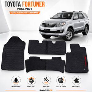 Toyota Fortuner 2014–2021 Custom Fit Latex Rubber PVC Floor Mats – Waterproof Heavy Duty