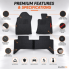 Toyota Hilux Revo 2021–Present Custom Fit 4-Piece Latex Rubber PVC Floor Mats with Waterproof Heavy-Duty Anti-Slip All-Weather Protection