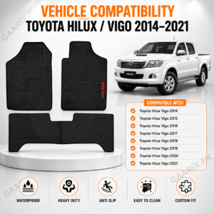 Toyota Hilux Vigo 2014–2021 Premium Latex Rubber PVC Floor Mats