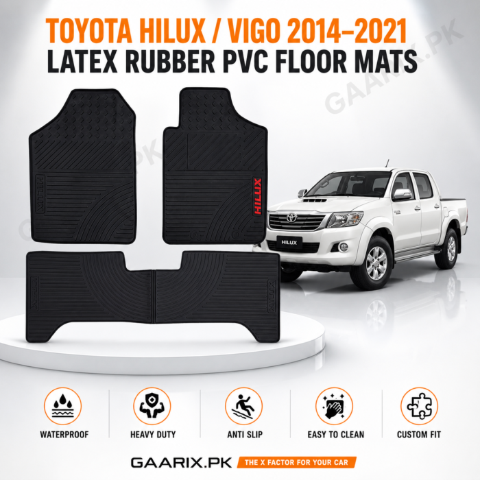 Toyota Hilux Vigo 2014–2021 Premium Latex Rubber PVC Floor Mats