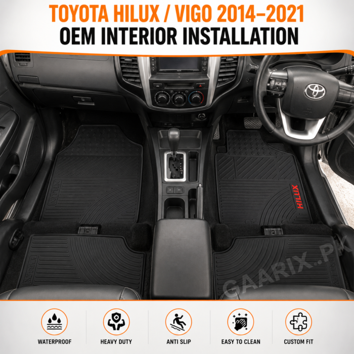 Toyota Hilux Vigo 2014–2021 Premium Latex Rubber PVC Floor Mats