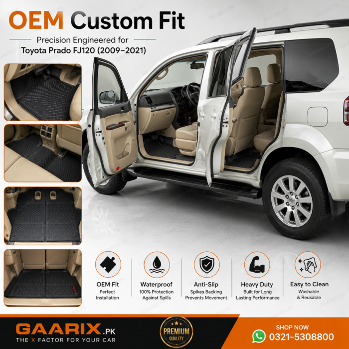 toyota-prado-fj120-2009-2021-latex-rubber-pvc-floor-mats-oem-fitting Toyota Prado FJ120 2009–2021 OEM Custom Fit 4-Piece Latex Rubber PVC Waterproof Floor Mats